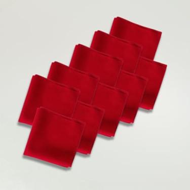 Imagem de Kit de Guardanapos Basic, 10 Peças, Tecido Oxford, 35x35cm, Mesa Posta, Decoração Elegante (Vermelho)