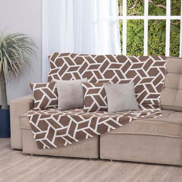 Imagem de Manta Xale Turin 2,40m X 1,50m Sofá Cama Tecido Jacquard 01 Peça - Geométrico Avelã - 60% Algodão/ 40% Poliéster