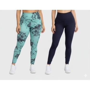 Imagem de Kit 2 Calças Legging Marmorizada + Preta Básica Academia - Bella Fitne