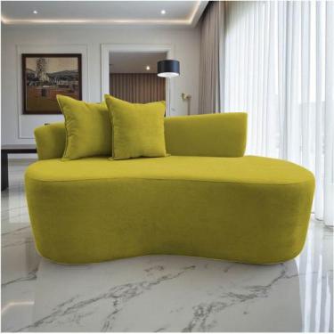 Imagem de Namoradeira Sofá Feijão Hana Orgânica Veludo Amarelo - Mazzero Decor