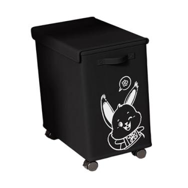 Imagem de SiaBiced Carrinho de utilidades sob a mesa, carrinho móvel com tampa e rodas, compartimento de armazenamento dobrável multifuncional para sala de jantar e café, Black Bunny L