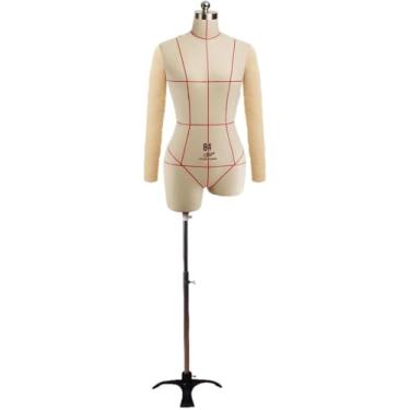 Imagem de Manequim De Costura Feminina Com Braço, Forma De Vestido De Espuma Meio Corpo Manikin, Altura Ajustável: 150-180cm, Mulheres Plus Size, Triangle Base, XX-Large