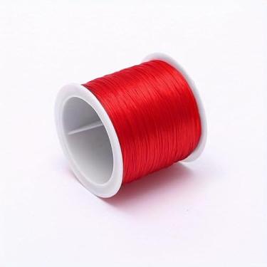 Imagem de 1 cordão de pulseira elástica de 0,8 mm, 50 m, cordão elástico forte para fazer joias, miçangas e decoração de balões, vermelho