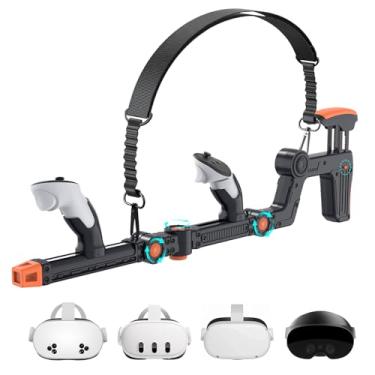 Imagem de Rechale VR Gunstock Compatible with Meta Quest 2/3/3S/Pro, Shoulder Straps Adjustable FPS Gaming Controller Accessories Quick Magnetic Attachment Cheek Pad Immersive VR Stock Rifle Gameplay - Black