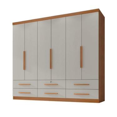Imagem de Guarda Roupas Casal 6 Portas 6 Gavetas Maximus Madeirado/Areia Zanzini Cinamo/Off