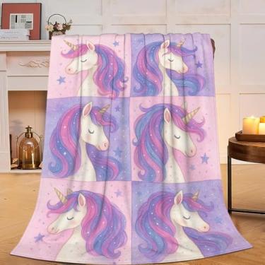 Imagem de Cobertor de unicórnio, cobertor de lã de pelúcia, macio, superquente, aconchegante, felpudo, roupa de cama, berçário, cobertores de bebê para meninas, meninos, crianças, mulheres, adultos, homens, 101