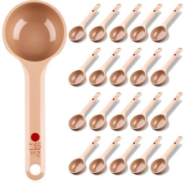 Imagem de Teenyyou Colher medidora de 20 peças de produtos Foodservice com cabo curto 59 g Colher de medição de grau alimentício colher de controle de porção sólida para aveia creatina grãos de café especiarias