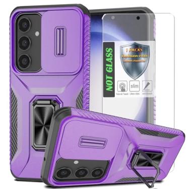 Imagem de Capa para Galaxy S23 Fe com capa de lente deslizante para câmera, protetor de tela HD, suporte giratório de 360°, capa protetora à prova de choque de grau militar AYMECL para Samsung Galaxy S23 Fe