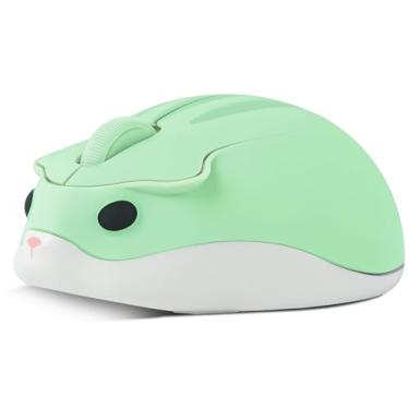 Imagem de Mouse sem fio fofo mouse hamster, verde, silencioso, portátil, compacto, leve, 1200DPI USB, mouse sem fio para PC, laptop, notebook, MacBook, tablet, crianças, meninas, meninos, mulheres, escola