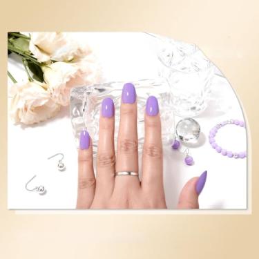 Imagem de Kits de decoração de unhas, cor sólida, conjunto de manicure oval curto reutilizável com cola de gelatina, mini lixa e bastão para acabamento de salão DIY em casa