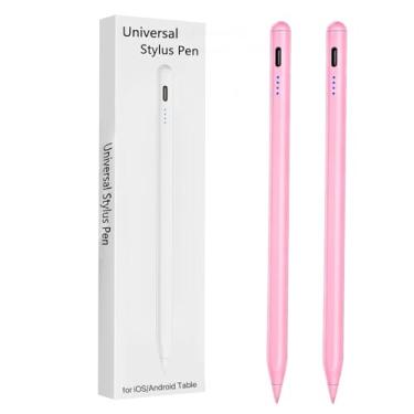 Imagem de 2 canetas Stylus para tablet Samsung Galaxy Tab A9/A8/A7 para iOS/Android/Windows Stylists Pen com tela de toque duplo (rosa)
