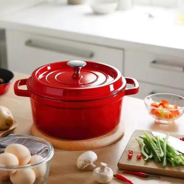 Imagem de Panela de Ferro Fundido 24cm com Tampa Hermética  Mantém o Calor por H