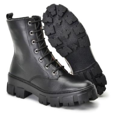 Imagem de AE44CLA Bota Feminina cano curto couro forrada creme - CLACLE, Preto, 