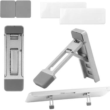 Imagem de 2 peças de suporte de teclado dobrável para mesa, inclinação ajustável e mini laptop portátil, suporte ergonômico para teclado de computador com almofadas antiderrapantes, acessórios de escritório