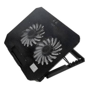 Imagem de Base para Notebook com 2 Coolers LED, Suporte Ergonômico Ajustável, 5 Níveis de Altura, Ventilação USB para Laptops 9-17 Polegadas, Preto, 34,3 x 24,6cm