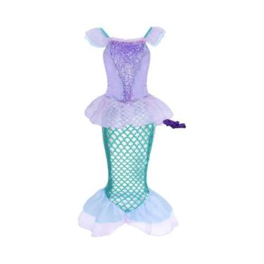 Imagem de Fantasia de Sereia Ariel para Meninas - Vestido para Festa de Hallowee