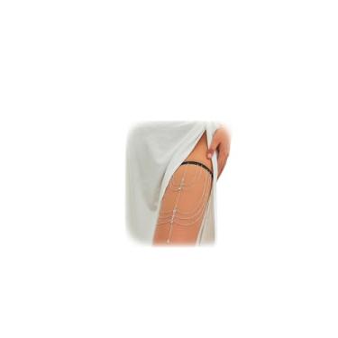 Imagem de Corrente de cristal de verão para coxas elástica ajustável com borla de cristal, corrente de perna, biquíni, festival de praia, rave, strass, borboleta, corpo e coxa, joia para mulheres, Metal, Liga