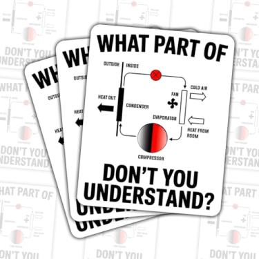 Imagem de Adesivo técnico HVAC (3 peças) – What Part of Air Conditioner Cycle Don't You Understand Decalque de vinil diagrama engraçado para caixa de ferramentas, laptop, garrafa de água – Presente para