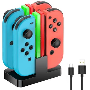 Imagem de Charging Dock Compatible with Joy Con Controller, Fast Charging Charger Stand Compatible with Switch OLED with USB C Cable, Switch Controller Accessories with LED Lampposts Indication