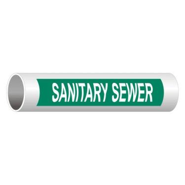 Imagem de ComplianceSigns. Com Esgoto Sanitário (Lenda Branca Sobre Fundo Verde) Etiqueta de Tubo, 30,5 x 6,3 cm. Pacote com 50 Vinil para Marcadores de Tubulação Pipeline/Utility Hazmat