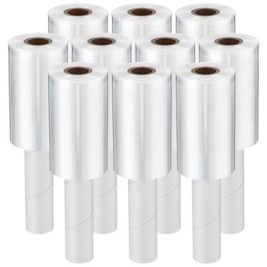 Imagem de Frienda 12 Pçs Mini Rolo de Filme Stretch Wrap 152 m Película de Plástico Transparente com Alça Calibre 80 Filme Termorretrátil de Força Industrial para Movimento, Embalagem, Paletes, Autoaderente (12