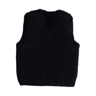 Imagem de menolana Roupa para boneco de ação 1/12, acessórios de fantasia, colete de tricô sem mangas, roupa em miniatura da moda para bonecos masculinos de 15 cm, Preto