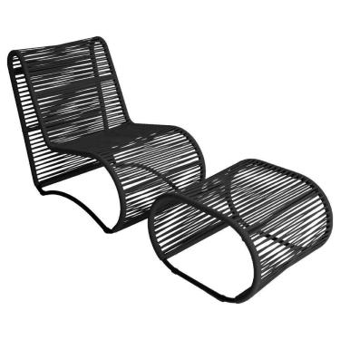 Imagem de Cadeira Poltrona E Puff Porto Para área Externa Em Alumínio Preto