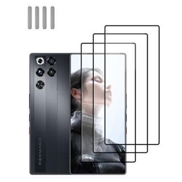 Imagem de Oshmirian Protetor de tela de 3 peças para RedMagic 11 Pro/Pro+, protetor de lente de câmera, conjunto de plugues de poeira – filme de vidro temperado 9H, antiarranhões, anti-impressões digitais, sem