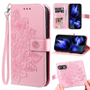 Imagem de Furill Capa carteira compatível com Google Pixel 9A e protetor de pulso flor couro flip porta-cartão de crédito Folio bolsa suporte acessórios celular capa para celular para Pixel9A A9 5G meninas