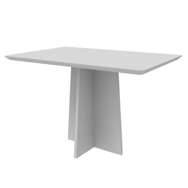 Imagem de Mesa de Jantar Retangular com Tampo de Vidro Anitta Off White 120 cm
