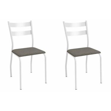 Imagem de Cadeira De Cozinha Bali 2c141br Aço Kit 2 Un Branco-linho Escuro - Kappesberg