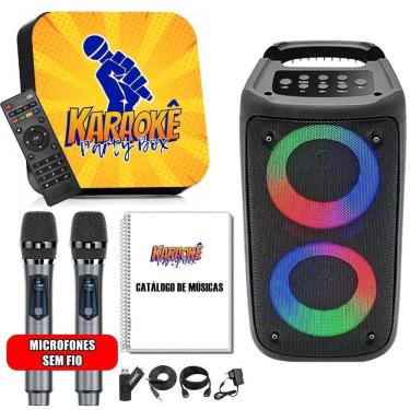 Imagem de Karaoke Party Box +2 Microfone Sem Fio +Caixadesom +Catálogo