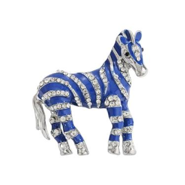 Imagem de Broche de cavalo zebra de strass para mulheres meninas unissex moda cristal animal pônei broches alfinetes de lapela delicados aniversário feriado vestido de Natal acessórios para festas de fim de ano