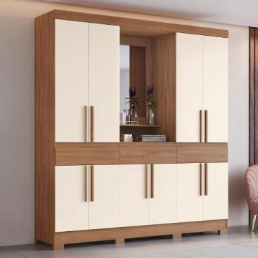 Imagem de Guarda Roupa Casal 10 Portas 3 Gavetas Com Espelho Roupeiro Casal - He