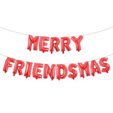 Imagem de Merry Friendsmas Decorações de festa Merry Friendsmas Banner Balões Tema Amigos Guirlanda Festa de Natal Decoração Suprimentos (MERRY FRIENDSMAS Red)