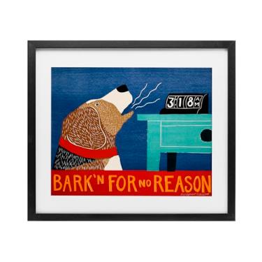 Imagem de Stupell Industries Impressão emoldurada cinza Bark'n For No Reason sob vidro, design de Stephen Huneck, 13 x 16