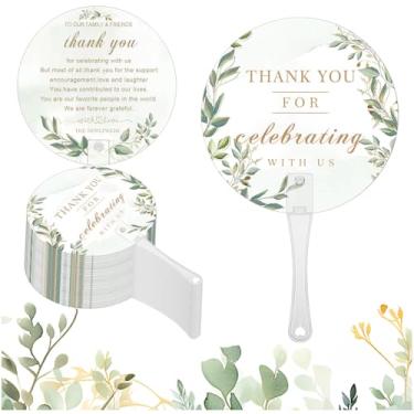Imagem de 20 peças de fãs de casamento para convidados a granel, ventiladores portáteis de plástico para cerimônias, decoração de festa de chá de panela, lembrancinhas de casamento de agradecimento (obrigado