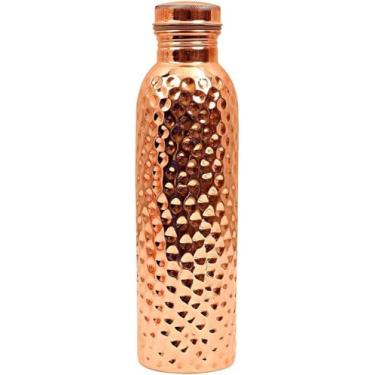 Imagem de Garrafa de água de cobre puro para água potável, acabamento martelado de 1000 ml – Mantenha-se hidratado e aproveite os benefícios ayurvédicos – à prova de vazamento, retenção de temperatura, design