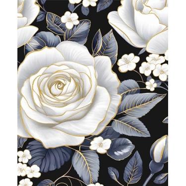 Imagem de Papel de parede floral descasque e cole flores rosas papel de contato 44,5 cm x 299,7 cm, papel de parede moderno autoadesivo removível à prova d'água para paredes de cômodos, prateleiras, gavetas