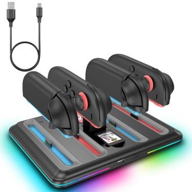 Imagem de Cordv Charging Dock for Nintendo Switch 2 Controller, [4 Game Card Storage Slot] [RBG LED Indicators] 4 in 1 Magnetic Controller Fast Charger Station Dock for Nintendo Switch 2 Accessories