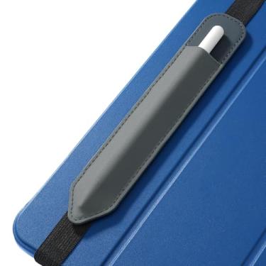 Imagem de MoKo Porta-lápis serve para Apple Pencil (Pro e USB-C e 1ª e 2ª geração), bolso elástico destacável para caneta Stylus com faixa elástica anexada à capa do iPad, cinza escuro