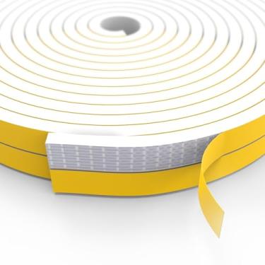 Imagem de Faixa de vedação de porta de decapagem climática, fita de espuma autoadesiva, tira de vedação contra clima, para vedação de lacuna, 1,27 cm x 1,27 cm x 7 m, branca