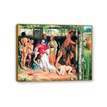 Imagem de William Holman Hunt Wall Art A Converted British Family Sheltering Poster Famous Paintings William Holman Hunt Wall Decor Prints Picture for Living Room Room Office80x60cm (81.3x61.0 cm) Moldura teca