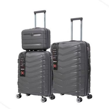 Imagem de Combo Malas Bordo Média + Frasqueira Polipropileno Cadeado TSA Original-Unissex