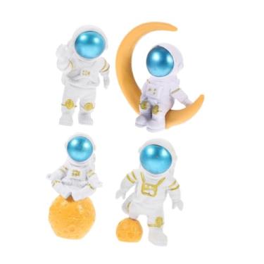 Imagem de 4 peças, estatueta de astronauta, tema espacial, decoração de aquário, decoração de mesa, enfeite de mesa, escultura de astronauta, espaço sideral, ornamento para quarto