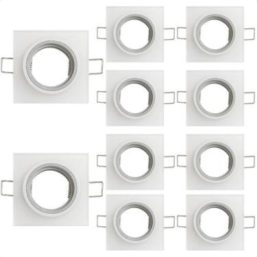Imagem de Kit 10 Spot Taschibra Quadrado Embutir Vidro Jateado Sp23