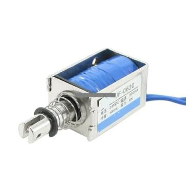 Imagem de JF-0630B DC 24V 300mA tipo push pull eletroímã solenoide de estrutura aberta 10 mm 6N 6 kg
