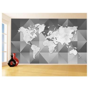 Imagem de Papel De Parede Mapa Mundi Moderno Cimento NMU71 1,75X2,0M - Você Deco