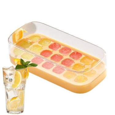 Imagem de Bandejas de cubos de gelo para freezer com tampa, bandeja de silicone para cubos de gelo com tampa, recipiente de molde de alimentos flexível reutilizável de grande capacidade para água, café