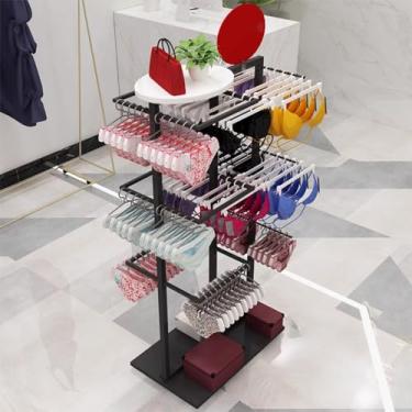Imagem de Prateleiras comerciais de loja de roupas para exibição de chão para roupas íntimas, meias, acessórios, cachecóis e luvas, lingerie com sutiã em pé, cuecas, prateleiras